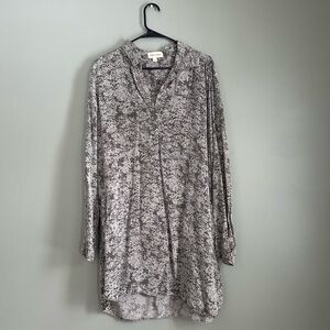 Anthropologie Cloth&Stone Oversized Green Floral Shirt Dress with Pockets Size M